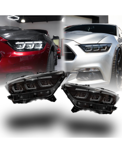 Auto Addict USA 2015-2022 Mustang Projector Headlights S650 Style LED Amber Sequential Turn Signals