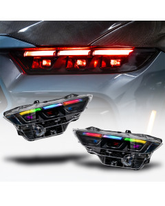 Auto Addict USA 2024-2025 Mustang S650 RGB Headlights With Gloss Black Housing (Pair)