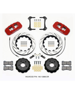Wilwood AERO6 15-23 Mustang Front Hat Kit 14.00 Drilled Red 15-23-Up Mustang w/Lines
