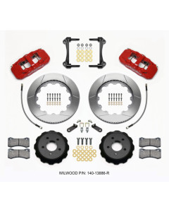 Wilwood AERO6 15-23 Mustang Front Hat Kit 14.00 Red 15-23-Up Mustang w/Lines