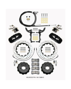 Wilwood AERO4 / MC4 Rear Kit 14.00 Drilled 2015-Up Mustang w/Lines & Cables