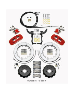 Wilwood AERO4 / MC4 Rear Kit 14.00 Red 2015-Up Mustang w/Lines & Cables