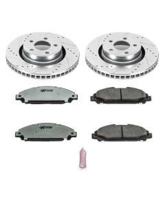 PowerStop Z26 Street Warrior Brake Rotor and Pad Kit; Front (15-20 Mustang EcoBoost w/o Performance Pack, V6)
