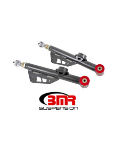 BMR 79-98 Fox Mustang On-Car Adj. Lower Control Arms Poly / Rod End Combo - Black Hammertone