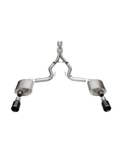 Corsa 24-26 Mustang GT- Sport Cat-Back Ex.Sys 3.0in Dual Rear Exit w/4.5in Blk PVD StraightCut Tip