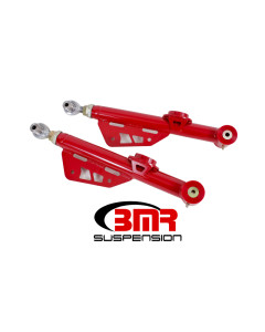 BMR 79-98 Fox Mustang On-Car Adj. Lower Control Arms / Rod End Combo (Polyurethane) - Red