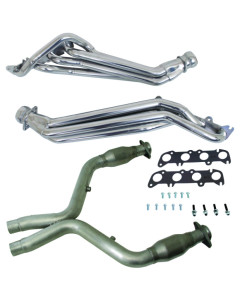 BBK 11-14 Ford Mustang GT 1-3/4 Long Tube Headers w/High Flow Catted Mid Pipe (Silver Ceramic)