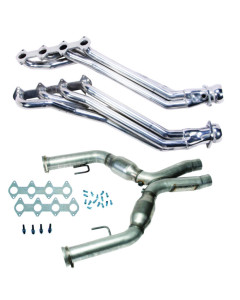 BBK 05-10 Ford Mustang GT 1 5/8 Long Tube Headers w/High Flow Catted X-Pipe (Silver Ceramic)