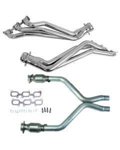 BBK 11-14 Ford Mustang V6 1-3/4 Long Tube Headers w/High Flow Catted X-Pipe (Silver Ceramic)