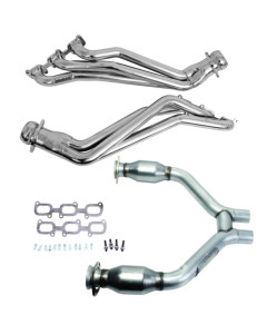 BBK 15-17 Ford Mustang V6 1-3/4 Long Tube Headers w/High Flow Catted H Pipe (Silver Ceramic)
