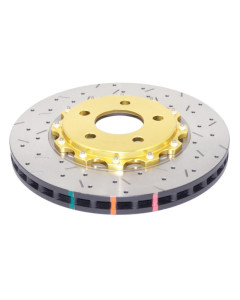 DBA 05-10 Ford Mustang GT / 11-13 V6 Front Drilled & Slotted 5000 Series 2 Piece Rotor w/ Gold Hat