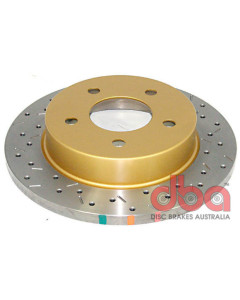 DBA 94-04 Mustang Exc. Cobra/Bullitt/Mach1 Rear Drilled & Slotted 4000 Series Rotor