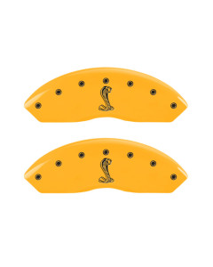 MGP 4 Caliper Covers Engraved Front & Rear Tiffany Snake Yellow Finish Black Char 2004 Ford Mustang
