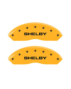 MGP 4 Caliper Covers Engraved Front Shelby Rear Snake Yellow Finish Black Char 2003 Ford Mustang