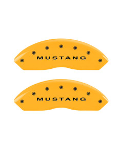 MGP 4 Caliper Covers Engraved Front Mustang Rear S197/GT Yellow Finish Black Char 2003 Ford Mustang