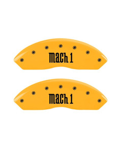 MGP 4 Caliper Covers Engraved Front & Rear Mach 1 Yellow Finish Black Char 2004 Ford Mustang