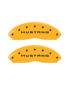 MGP 4 Caliper Covers Engraved Front Mustang Rear Bar & Pony Yellow Finish Blk Char 2004 Ford Mustang