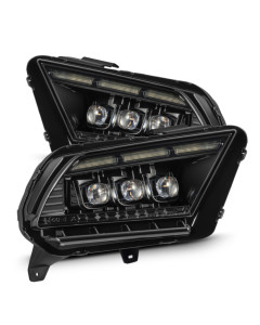 AlphaRex 13-14 Ford Mustang NOVA LED Proj Headlights Alpha-Blk w/Actv Light & Seq.Sig / SB DRL