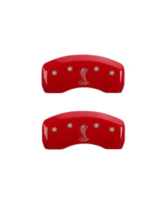 MGP Brake Caliper Covers with Tiffany Snake Logo; Red; Front and Rear (94-04 Mustang Cobra)