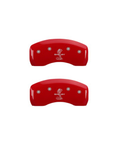MGP Brake Caliper Covers with Shelby Snake Logo; Red; Front and Rear (94-04 Mustang Cobra)