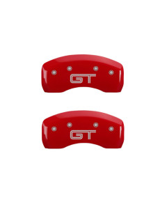 MGP 4 Caliper Covers Engraved Front Mustang Engraved Rear S197/GT Red finish silver ch