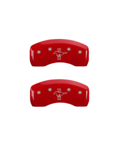 MGP Brake Caliper Covers with Tri-Bar Pony Logo; Red; Front and Rear (94-04 Mustang Cobra/Bullitt/Mach 1)