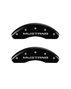MGP Brake Caliper Covers with Pony Logo; Black; Front and Rear (94-98 Mustang GT/V6)