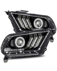 AlphaRex 10-14 Mustang LUXX LED Proj Headlights Plank Style Black w/Activ Light/Seq Signal