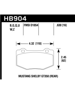 Hawk 15-17 Ford Mustang Shelby GT350/GT350R DTC-80 Race Rear Brake Pads