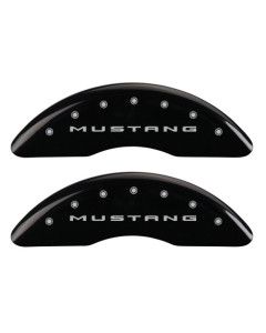 MGP Brake Caliper Covers with 5.0 Logo; Black; Front and Rear (15-23 Mustang GT PP)