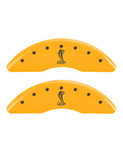 MGP Brake Caliper Covers with Tiffany Snake Logo; Yellow; Front and Rear (15-23 Mustang GT Non-PP)