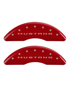 MGP Brake Caliper Covers with GT Logo; Red; Front and Rear (15-23 Mustang GT Non-PP)