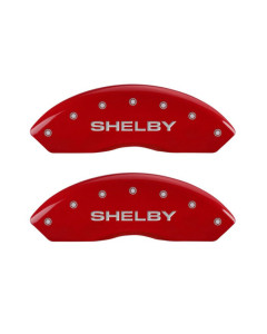 MGP Brake Caliper Covers with Shelby Snake Logo; Red; Front and Rear (11-14 Mustang GT Non-PP/V6)