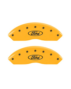 MGP 4 Caliper Covers Engraved Front & Rear Oval logo/Ford Yellow finish black ch