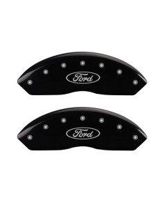 MGP 4 Caliper Covers Engraved Front & Rear Oval logo/Ford Black finish silver ch