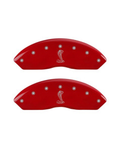 MGP Brake Caliper Covers with Cobra Logo; Red; Front and Rear (05-10 Mustang GT, V6)