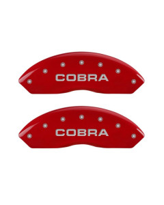 MGP Brake Caliper Covers with Cobra and Snake Logo; Red; Front and Rear (05-09 Mustang GT/V6)