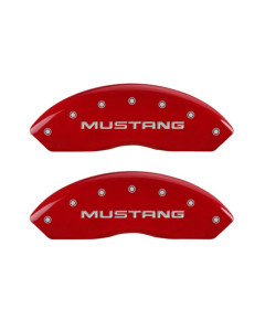 MGP Brake Caliper Covers with Pony Logo; Red; Front and Rear (99-04 Mustang GT/V6)