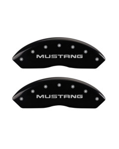 MGP Brake Caliper Covers with Pony Logo; Black; Front and Rear (99-04 Mustang GT/V6)
