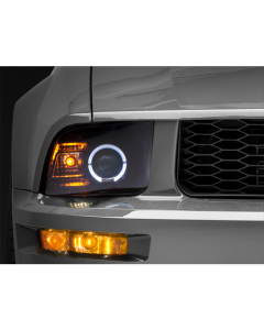 Raxiom 05-09 Ford Mustang Halogen 2010 Style LED Halo Headlights-Blk Hsng(Clear Lens/Excludes GT500)