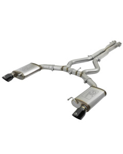 aFe MACHForce XP 3in 304 SS Cat-Back Exhausts w/ Black Tips 15-17 Ford Mustang GT V8-5.0L/V6-3.7L