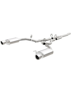 MagnaFlow Cat-Back, SS, 2.5in, Street, Dual Split Polished 4.5in Tips 15-23 Mustang EcoBoost
