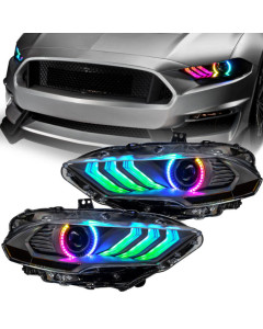 Oracle Lighting 18-23 Ford Mustang Dynamic ColorSHIFT LED Headlights - Black Series SEE WARRANTY