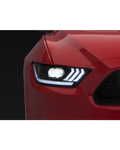 Raxiom 15-17 Ford Mustang Projector Headlights OEM HID Bulbs- Black Housing (Clear Lens)