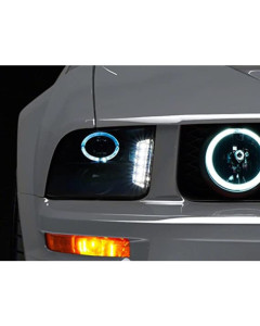 Raxiom 05-09 Ford Mustang w/ Halogen LED Halo Prjctr Headlights-Blk Hsng(Smoked Lens Exclude GT500)