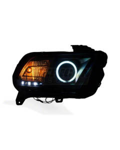 Raxiom 13-14 Ford Mustang w/ Factory HIDLED Halo Projector Headlights- Black Housing (Smoked Lens)