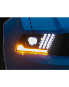 Raxiom 10-12 Ford Mustang LED Projector Headlights SEQL Turn Signals- Blk Housing (Clear Lens)