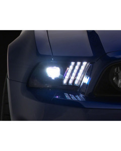 Raxiom 13-14 Ford Mustang LED Projector Headlights SEQL Turn Signals- Blk Housing (Clear Lens)