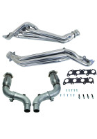 BBK 15-23 Ford Mustang GT 1-3/4 Long Tube Headers w/High Flow Catted Mid Pipe (Silver Ceramic)