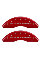 MGP 4 Caliper Covers Engraved Front 2015/Mustang Engraved Rear 2015/Bar & Pony Red/Silve 19in. Min